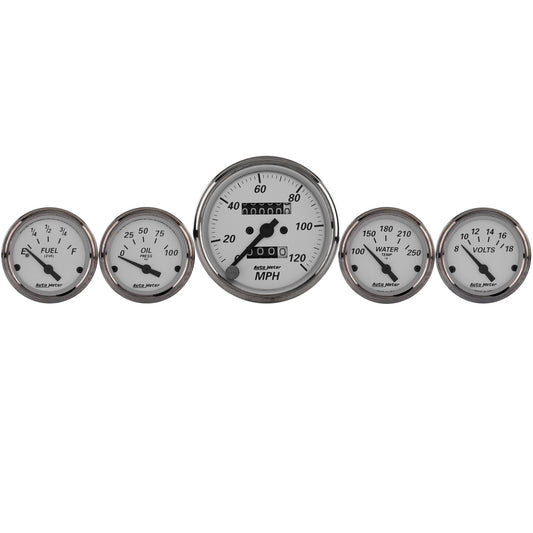 5 PC. GAUGE KIT 3-1/8 In. & 2-1/16 In.  MECH. SPEEDOMETER AMERICAN PLATINUM