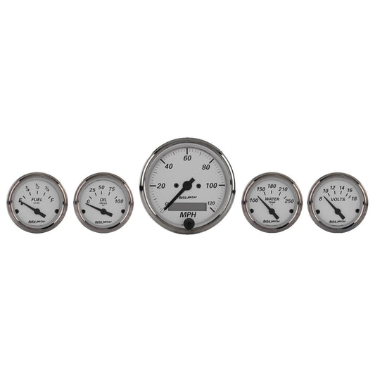 5 PC. GAUGE KIT 3-1/8 In. & 2-1/16 In.  ELEC. SPEEDOMETER AMERICAN PLATINUM