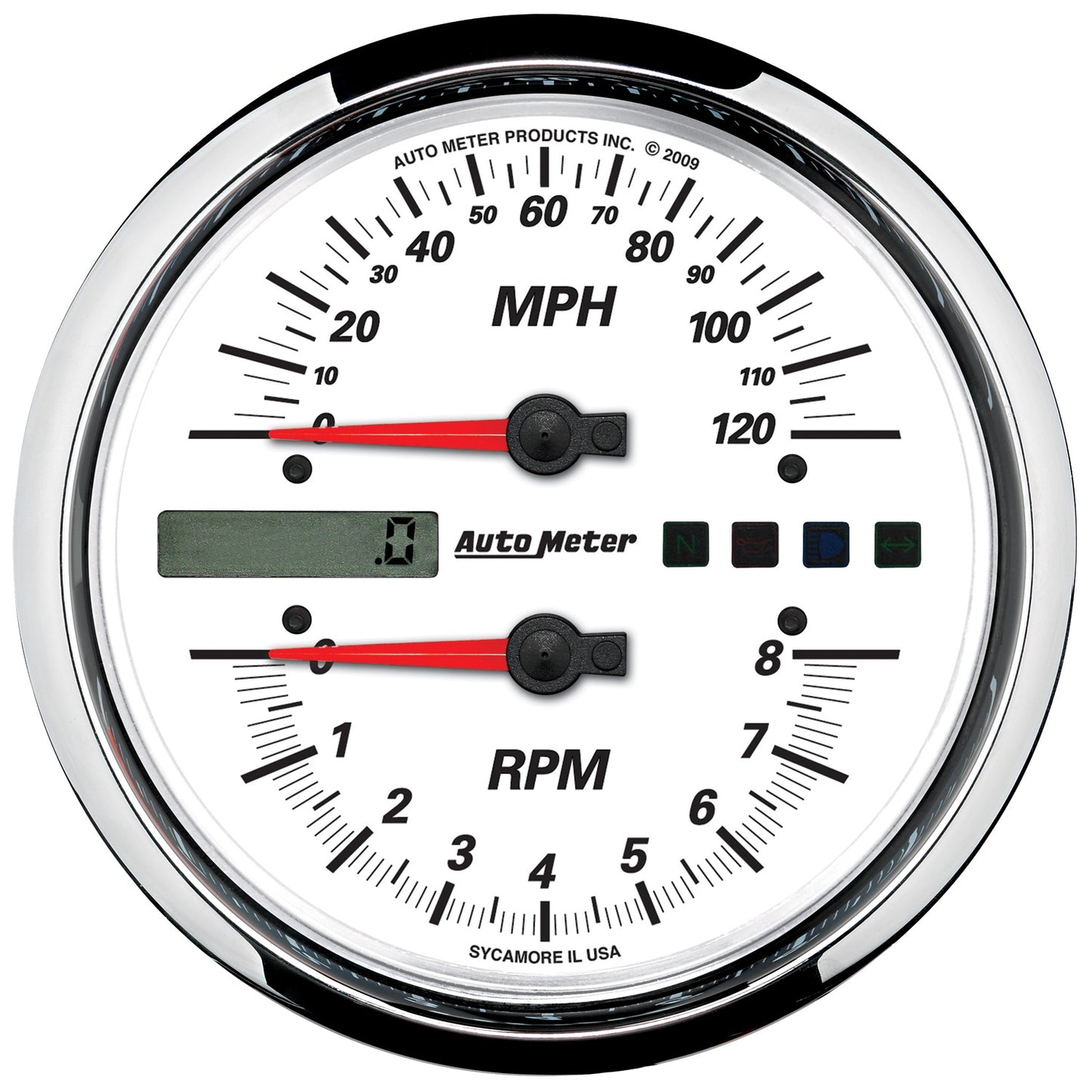 5 In. DIRECT FIT TACHOMETER/SPEEDOMETER COMBO 8K RPM/120 MPH WHITE PRO-CYCLE