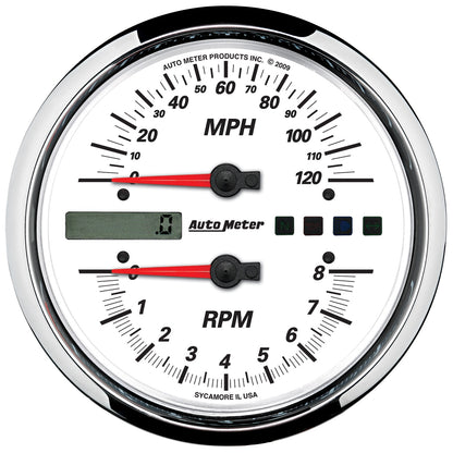 5 In. DIRECT FIT TACHOMETER/SPEEDOMETER COMBO 8K RPM/120 MPH WHITE PRO-CYCLE
