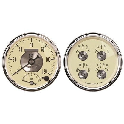 AutoMeter 2 Pc. Gauge Kit 5 in. Quad & Tach/Speedo 240-33 Ω Prestige Antique Ivory - ATM-2004