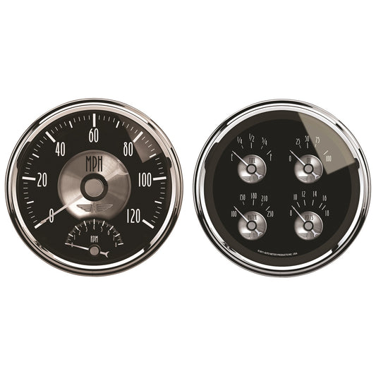 AutoMeter 2 Pc. Gauge Kit 5 in. Quad & Tach/Speedo 240-33 Ω Prestige Black Diamond - ATM-2005