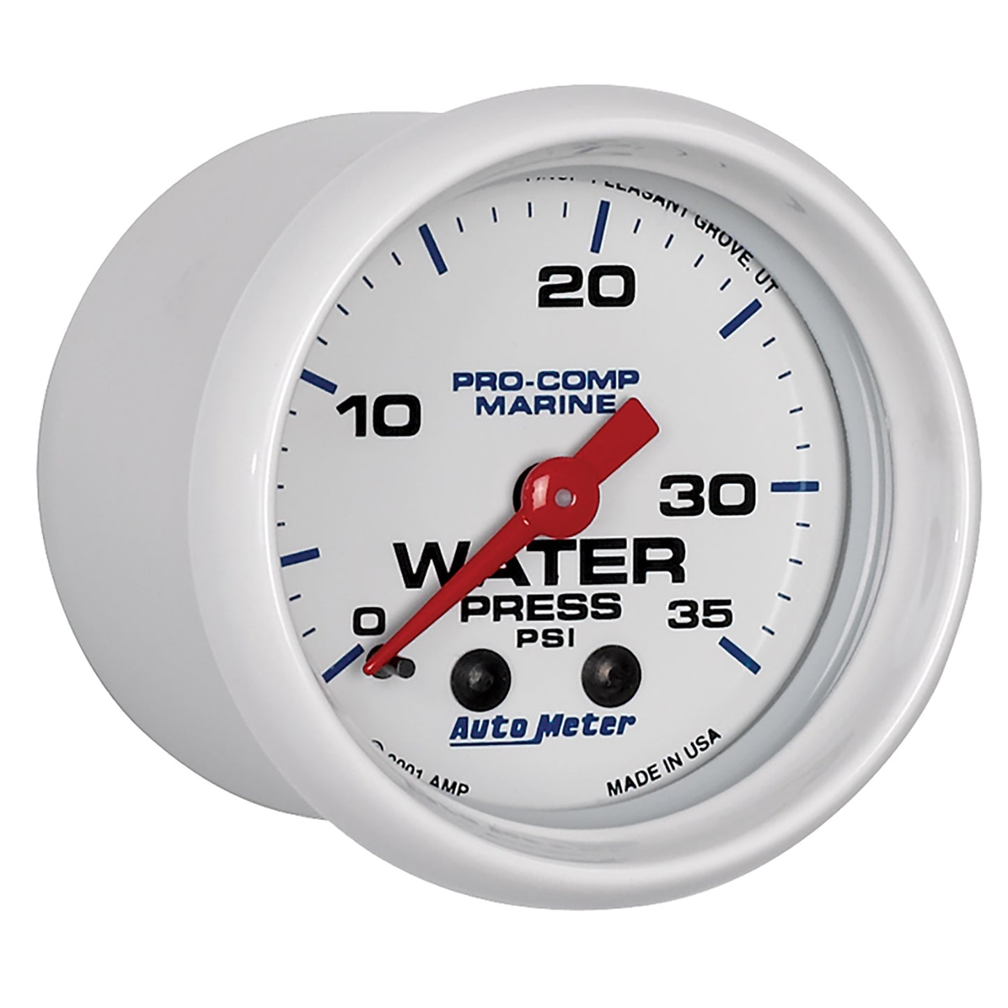 2-1/16 In. WATER PRESSURE 0-35 PSI MARINE WHITE