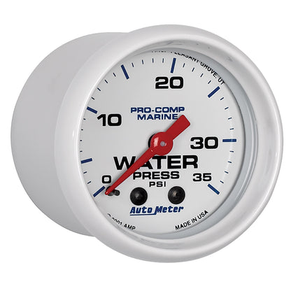 2-1/16 In. WATER PRESSURE 0-35 PSI MARINE WHITE