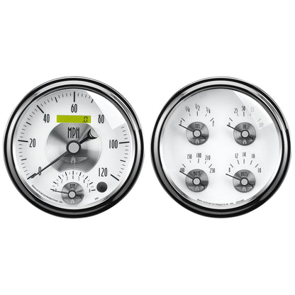 AutoMeter 2 Pc. Gauge Kit 5 in. Quad & Tach/Speedo 240-33 Ω Prestige Pearl - ATM-2008
