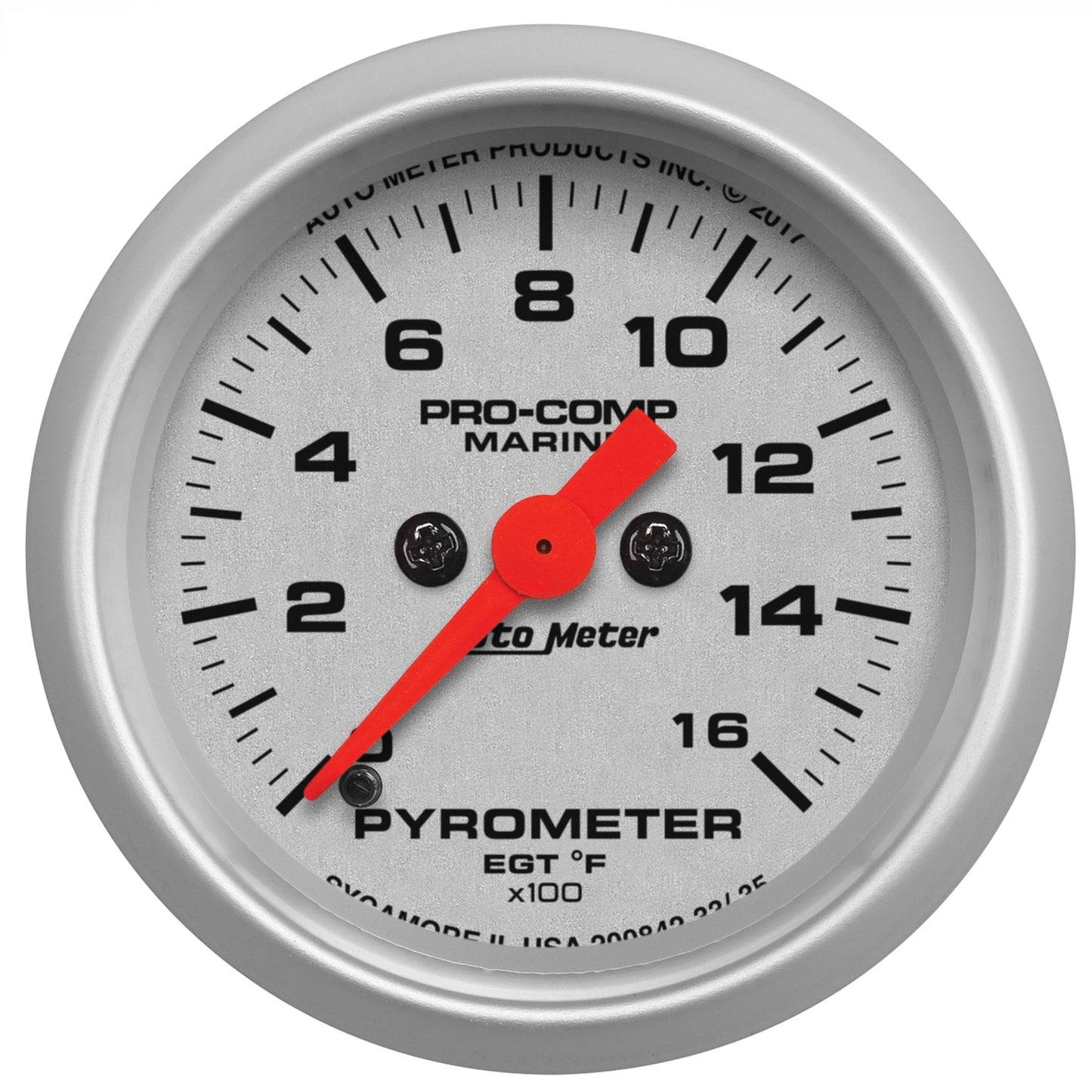 2-1/16 In. PYROMETER 0-1600 Fahrenheit MARINE SILVER ULTRA-LITE