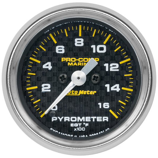 2-1/16 In. PYROMETER 0-1600 Fahrenheit MARINE CARBON FIBER