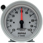 3-3/4 In. PEDESTAL TACHOMETER 0-10000 RPM SILVER DIAL W/EXTERNAL SHIFT-LIGHT AUTO GAGE