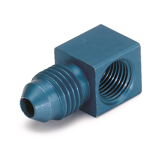 FITTING ADAPTER 90  1/8 In. NPTF FEMALE TO -4AN MALE ALUMINUM BLUE ANODIZED