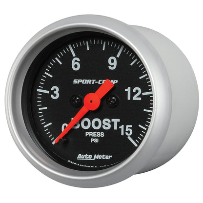 AutoMeter 2-1/16 in. Boost Gauge 0-15 PSI Sport-Comp - ATM-3350