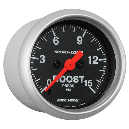 AutoMeter 2-1/16 in. Boost Gauge 0-15 PSI Sport-Comp - ATM-3350
