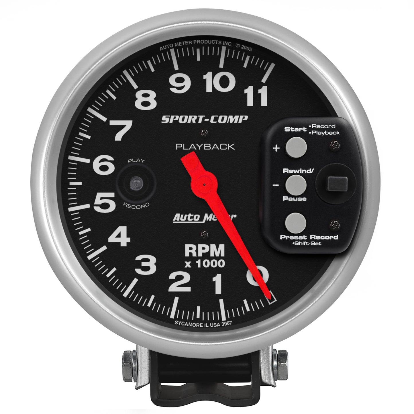 5 In. PEDESTAL PLAYBACK TACHOMETER 0-11000 RPM SPORT-COMP