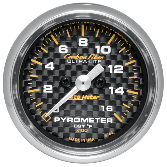 2-1/16 In. PYROMETER 0-1600 Fahrenheit CARBON FIBER