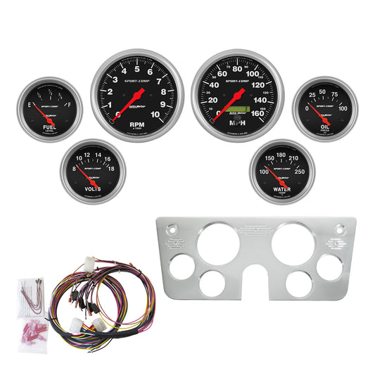 6 GAUGE DIRECT-FIT DASH KIT CHEVY TRUCK 67-72 SPORT-COMP