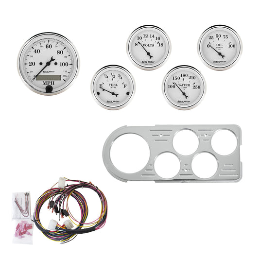 5 GAUGE DIRECT-FIT DASH KIT FORD TRUCK 48-50 OLD TYME WHITE