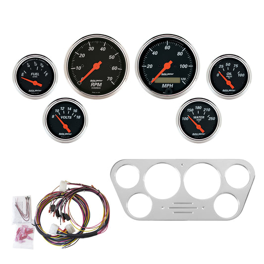 6 GAUGE DIRECT-FIT DASH KIT FORD TRUCK 53-55 DESIGNER BLACK