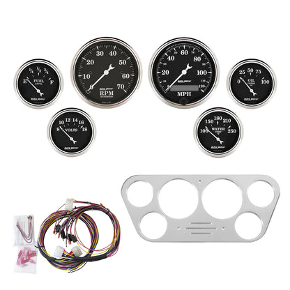 6 GAUGE DIRECT-FIT DASH KIT FORD TRUCK 53-55 OLD TYME BLACK