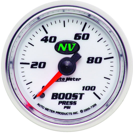 AutoMeter 2-1/16 in. Boost Gauge 0-100 PSI NV Series - ATM-7306