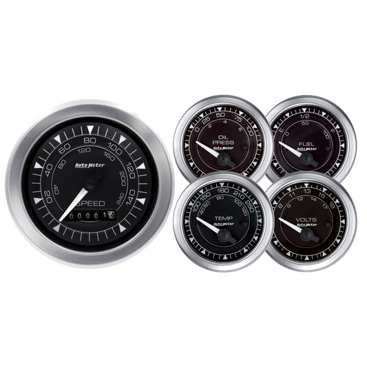 5 PC. GAUGE KIT 3-3/8 In. & 2-1/16 In. ELEC. SPEEDOMETER CHRONO