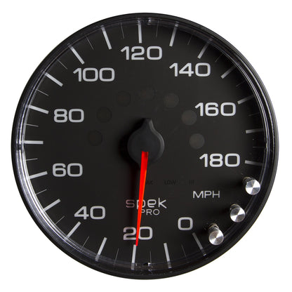 5 In. SPEEDOMETER 0-180 MPH SPEK-PRO BLACK/BLACK