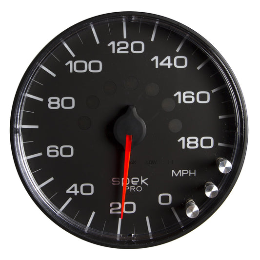 5 In. SPEEDOMETER 0-180 MPH SPEK-PRO BLACK/BLACK