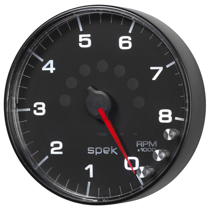5 In. IN-DASH TACHOMETER 0-8000 RPM SPEK-PRO BLACK/BLACK