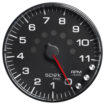 5 In. IN-DASH TACHOMETER 0-11000 RPM SPEK-PRO BLACK/BLACK