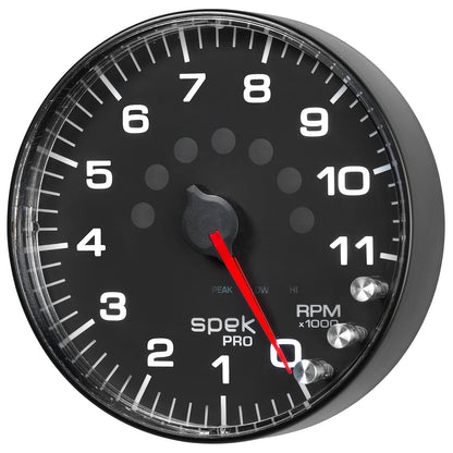 5 In. IN-DASH TACHOMETER 0-11000 RPM SPEK-PRO BLACK/BLACK