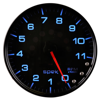 5 In. IN-DASH TACHOMETER 0-11000 RPM SPEK-PRO BLACK/BLACK
