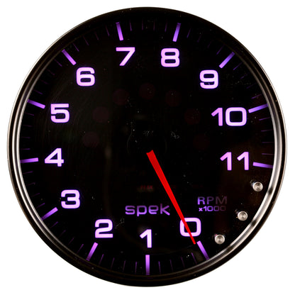 5 In. IN-DASH TACHOMETER 0-11000 RPM SPEK-PRO BLACK/BLACK