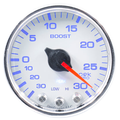 2-1/16 In. BOOST/VACUUM 30 IN HG/30 PSI SPEK-PRO WHITE/CHROME