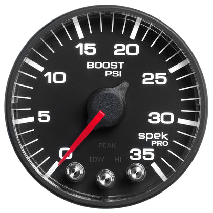 PILLAR KIT 0-35 PSI/0-2000 Fahrenheit/100-300 Fahrenheit 01-07 GM FULL-SIZE TRUCK W/O SPEAKER SPEK-PRO BLACK DIAL BLACK BEZEL FLAT ANTIGLARE LENS