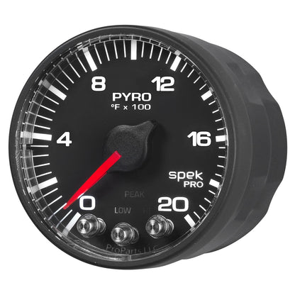 2-1/16 In. PYROMETER 0-2000 Fahrenheit SPEK-PRO BLACK/BLACK