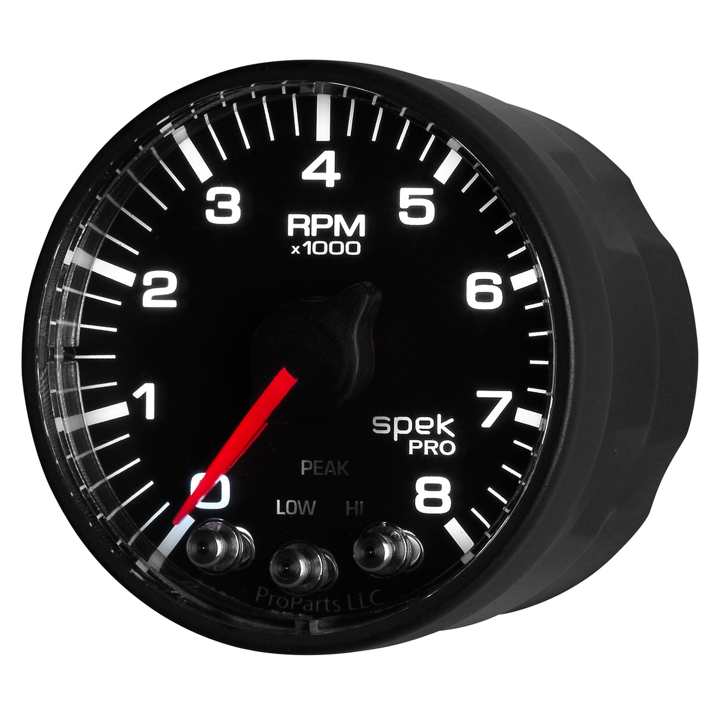 2-1/16 In. IN-DASH TACHOMETER 0-8000 RPM SPEK-PRO BLACK/BLACK