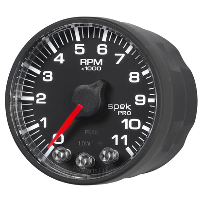 2-1/16 In. IN-DASH TACHOMETER 0-11000 RPM SPEK-PRO BLACK/BLACK