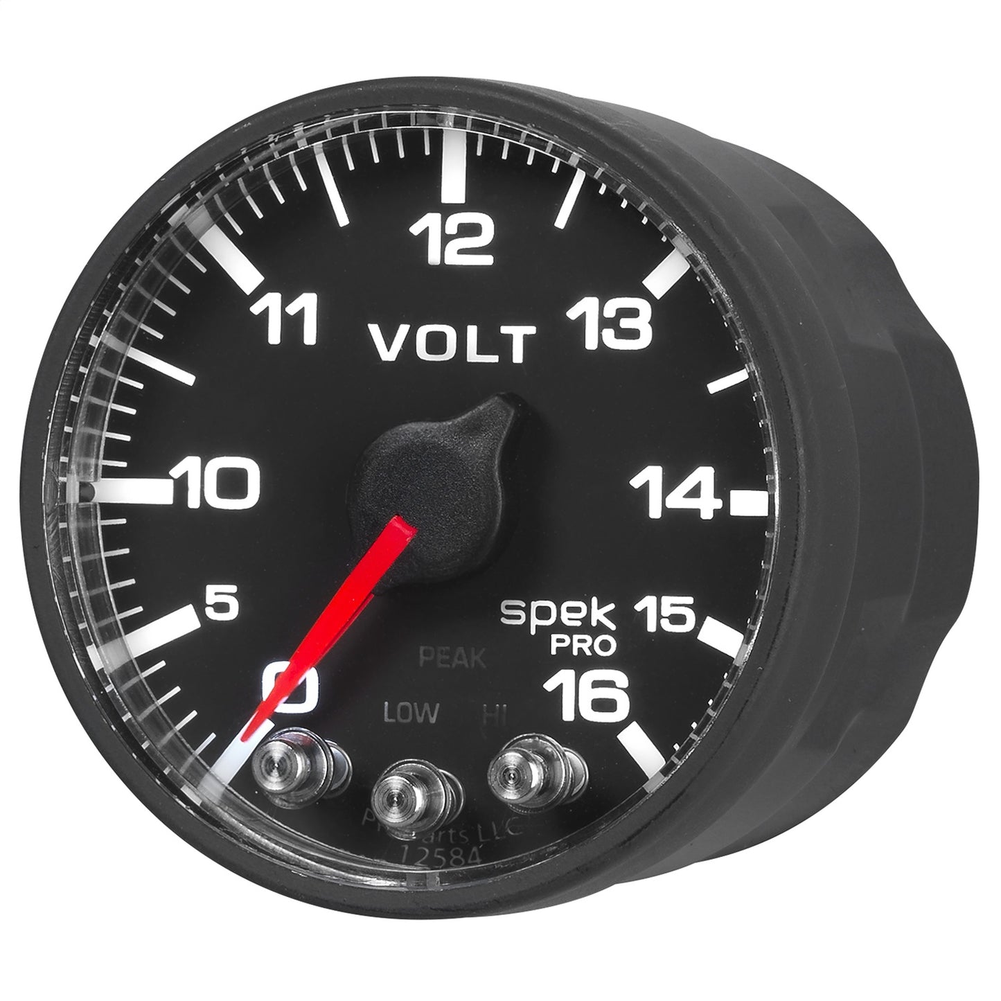 2-1/16 In. VOLTMETER 0-16V SPEK-PRO BLACK/BLACK