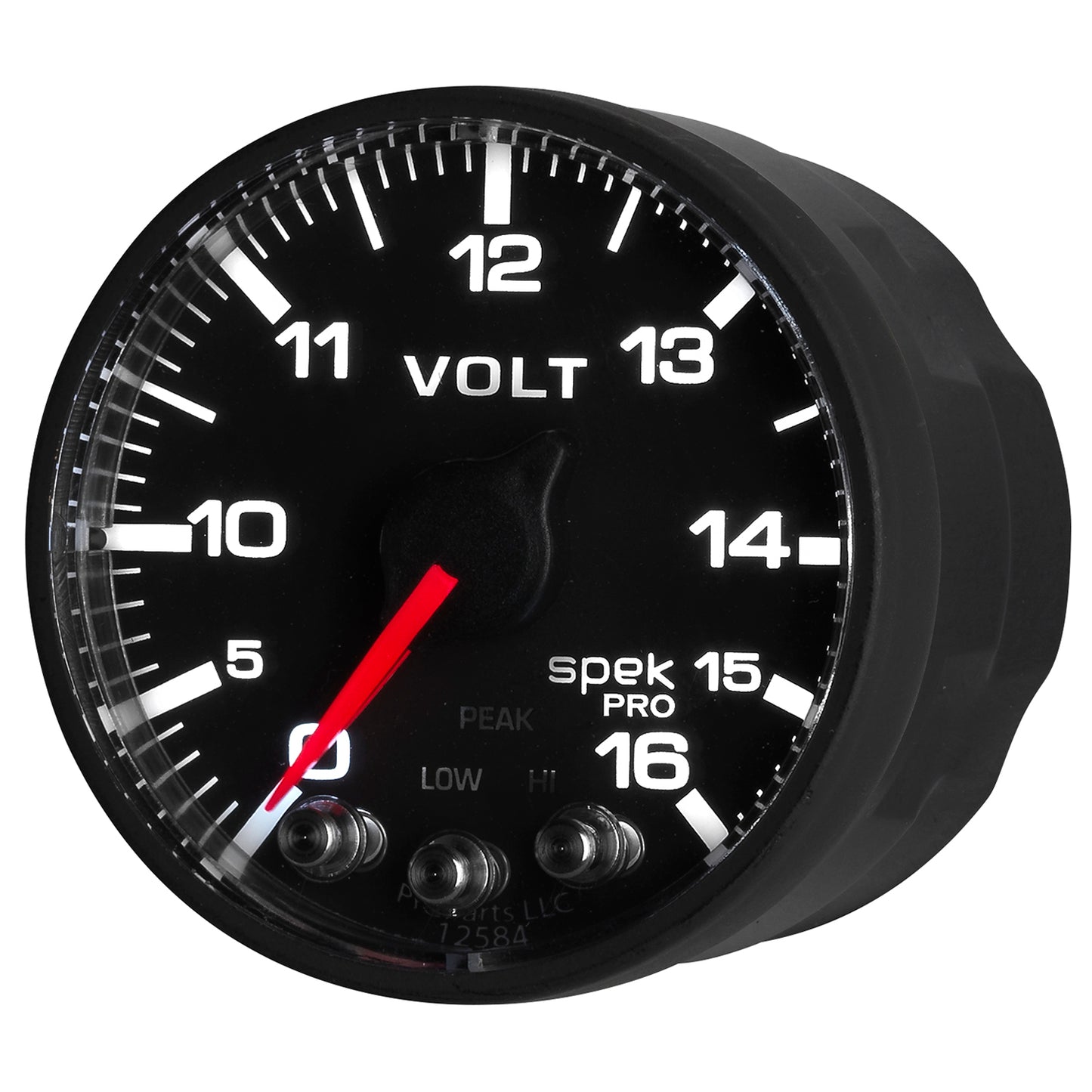 2-1/16 In. VOLTMETER 0-16V SPEK-PRO BLACK/BLACK